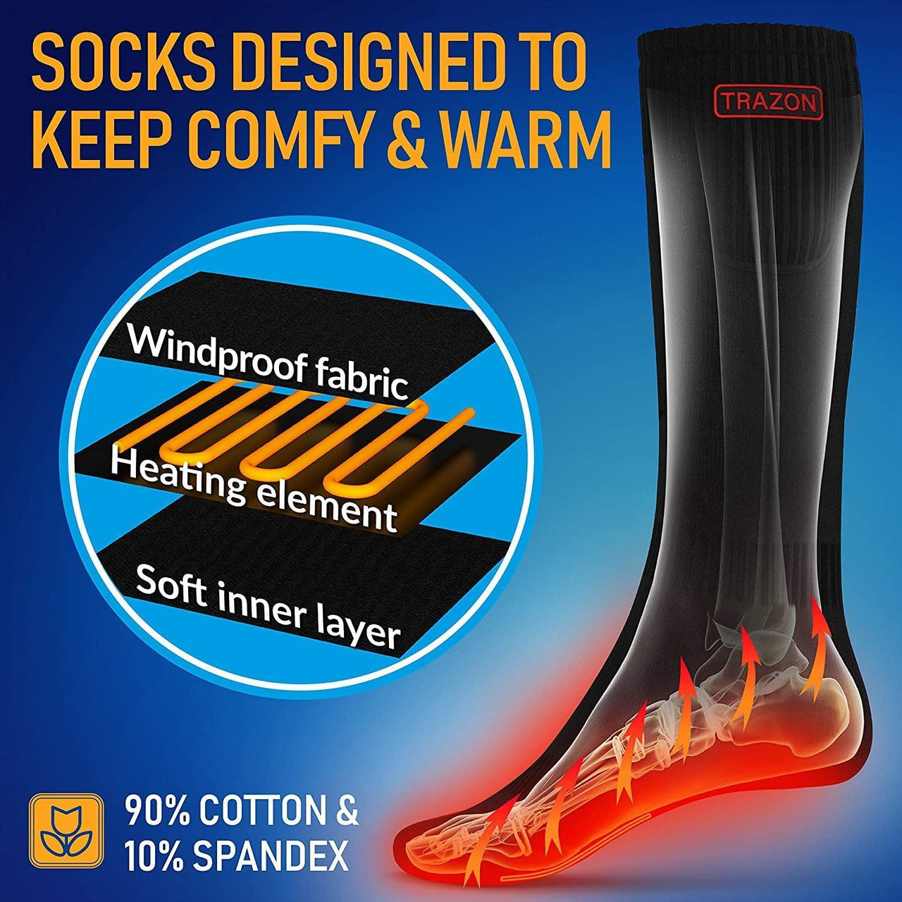 Heated Socks for Men and Women Rechargeable Battery-Thermal