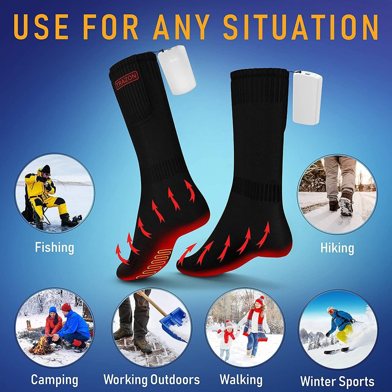 Heated Socks for Men and Women Rechargeable Battery-Thermal