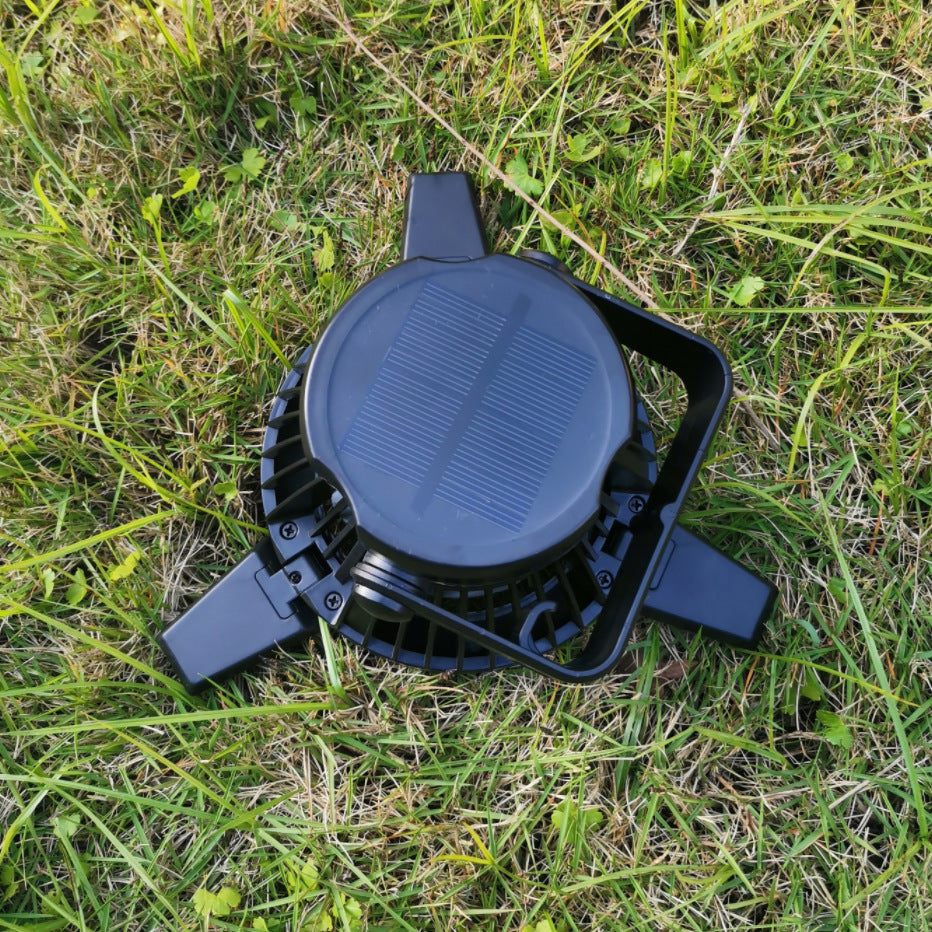 Solar Camping Light-Foldable Fan-Hanging Hook-Rechargeable