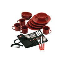 Thumbnail for Coleman 24-Piece Enamel Dinnerware Set | Red