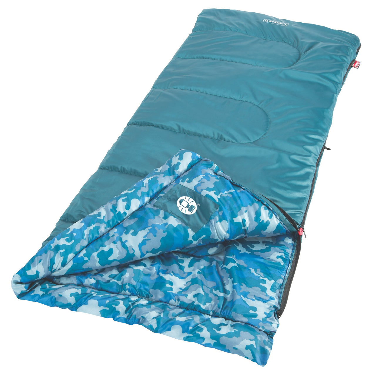 Coleman Kids Camo™ 45°F Youth Sleeping Bag | Blue Camo | 66"l X 26"w,"ecomfeature1"benefitlong":"stay Comfortable