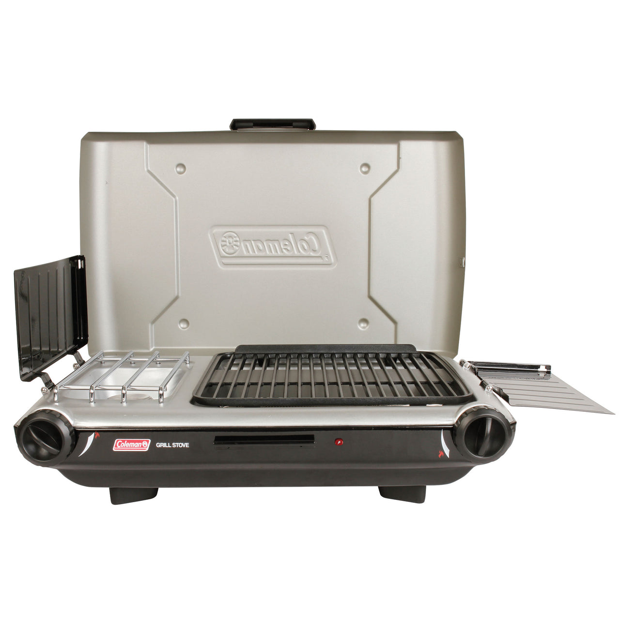 Coleman Deluxe Tabletop Propane 2-in-1 Grill/Stove | 2-Burner | Black | Push-Button Ignition
