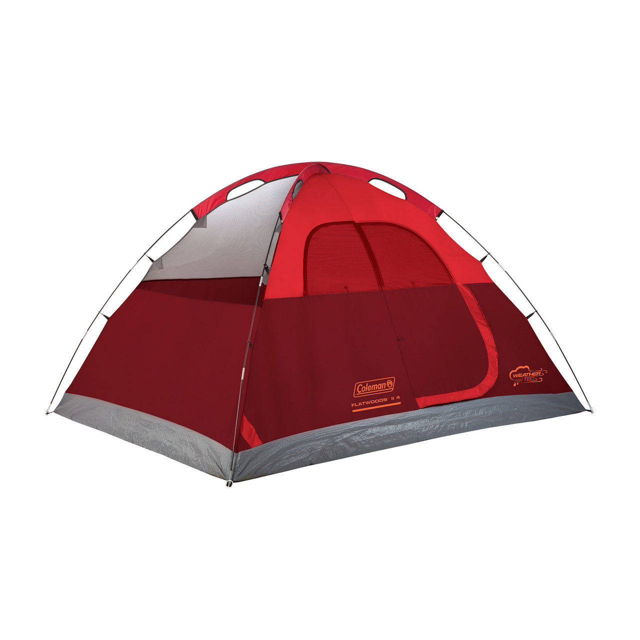 Coleman 4-Person Flatwoods II™ Lightweight Dome Camping Tent | 9 x 7 ft | Red