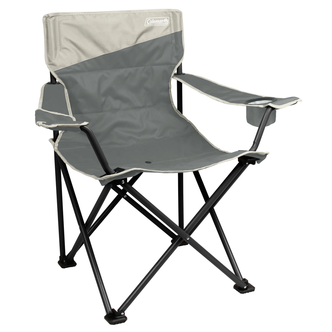 Coleman Big & Tall Quad Camping Chair | Seat width is 24 | Grey | Cup Holder