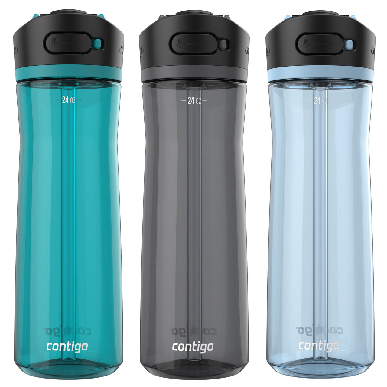 Contigo® Ashland 2.0 Water Bottle with AUTOSPOUT® Lid | 24 oz | 3-Pack | Cup Holder