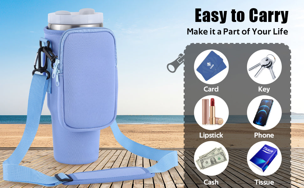 Water Bottle Carrier Bag, Compatible With 40oz Tumbler With Handle