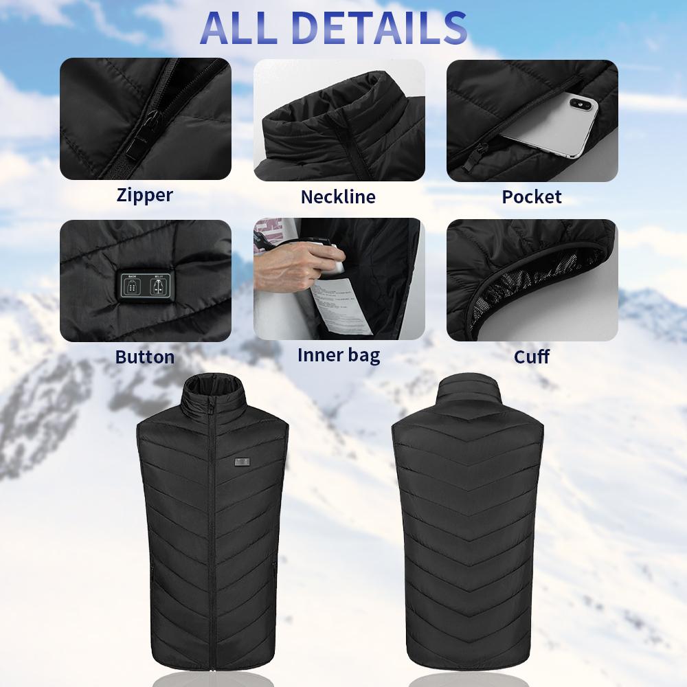 Men's Lightweight Electric USB Warm Vest Nine-zone Heating