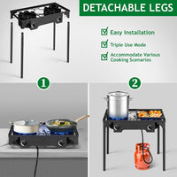 Thumbnail for Camp Stove Portable Cast Iron  (Double Burner 150000-BTU)