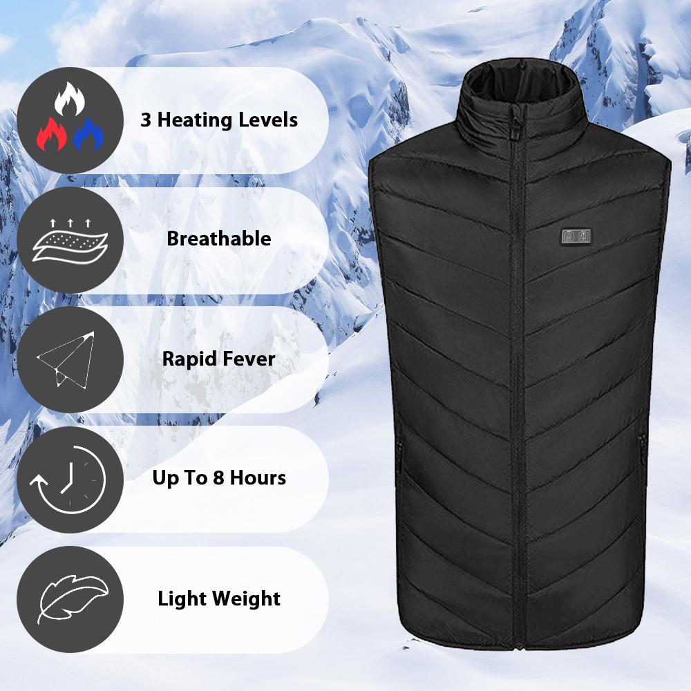 Men's Lightweight Electric USB Warm Vest Nine-zone Heating