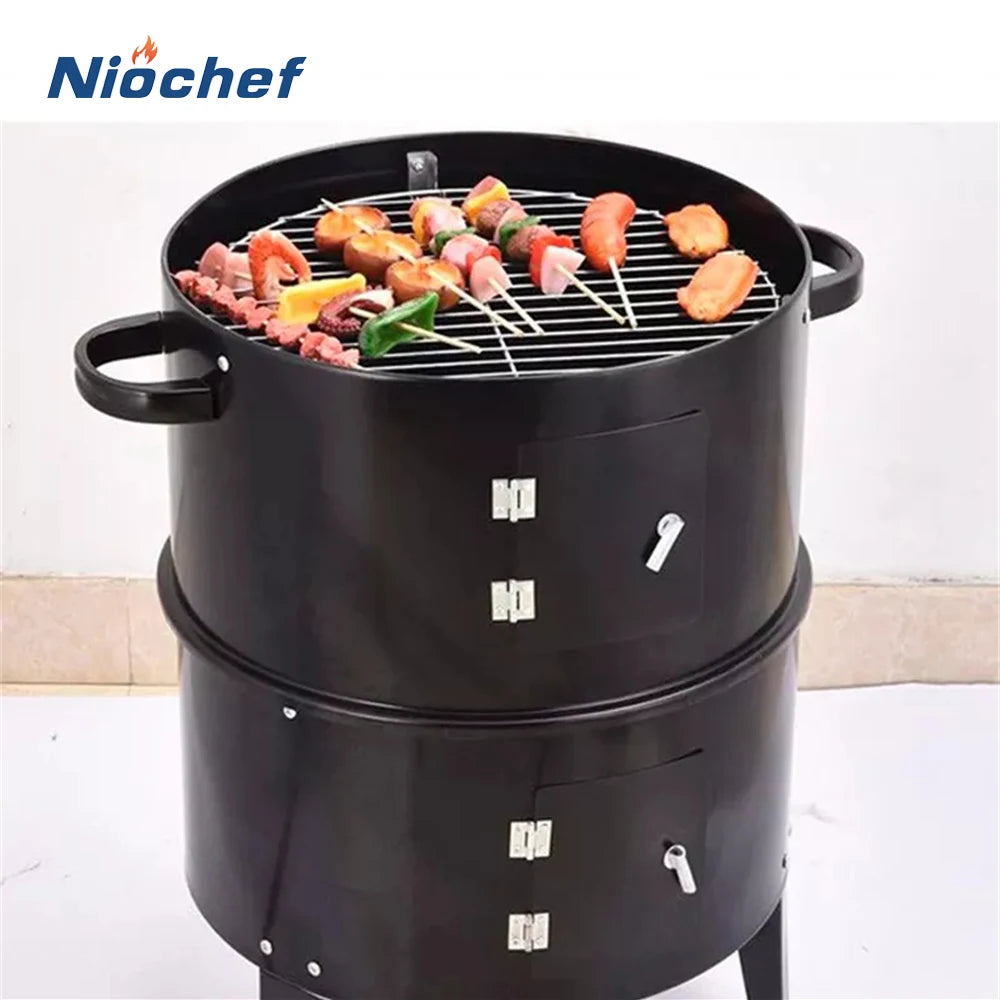 Round Charcoal BBQ Smoker/Grill Portable