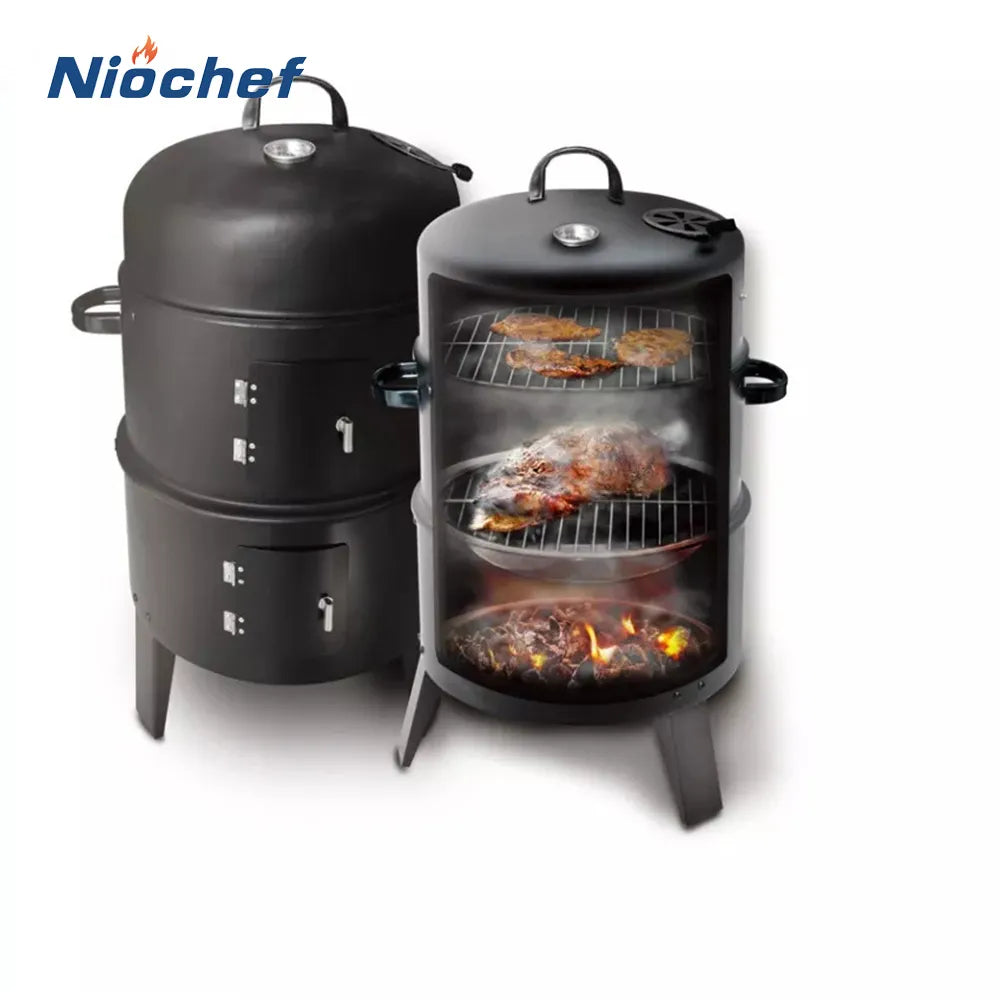 Round Charcoal BBQ Smoker/Grill Portable