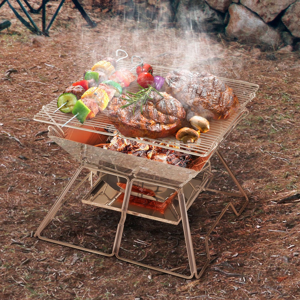 Grillz Camping Fire Pit BBQ 2-in-1 Grill