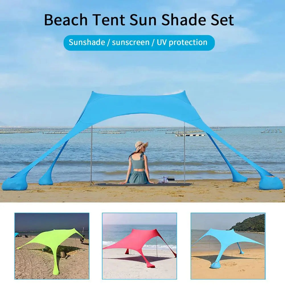 Family Beach Awning 7x5 Feet Ultralight Sun Shade Tent With Sandbag