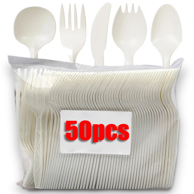 Biodegradable Disposable Cutlery Set (Fork, Spoon, Knife, Spork)