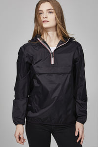 Thumbnail for Black Quarter Zip Packable Rain Jacket and windbreaker