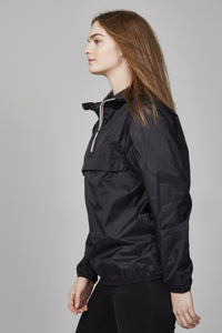 Thumbnail for Black Quarter Zip Packable Rain Jacket and windbreaker