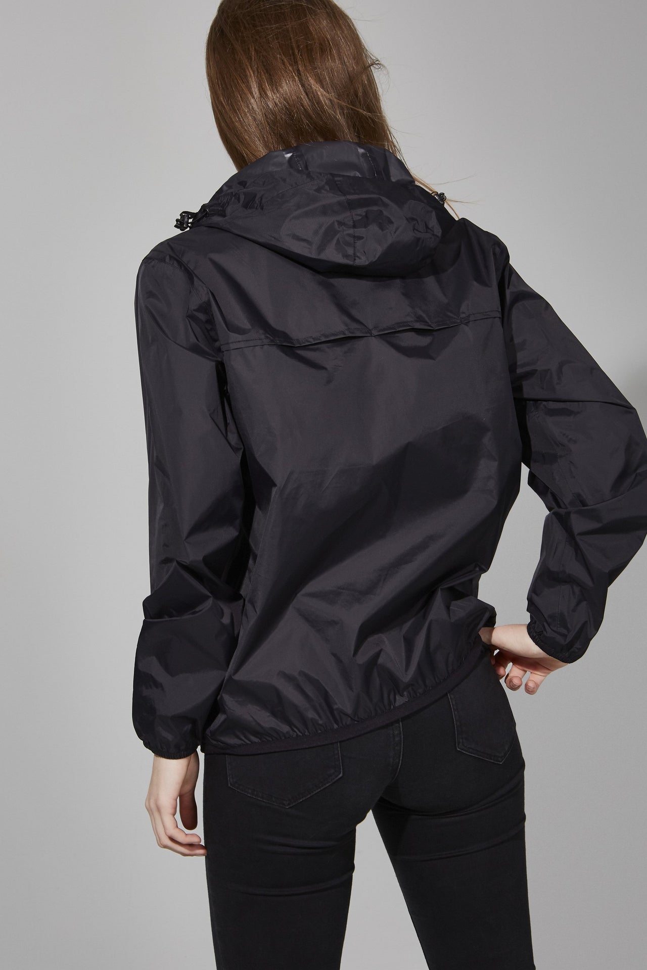 Black Quarter Zip Packable Rain Jacket and windbreaker