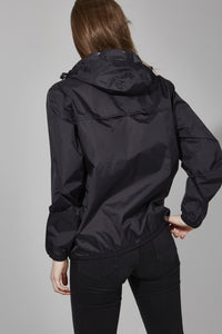 Thumbnail for Black Quarter Zip Packable Rain Jacket and windbreaker