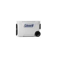 Thumbnail for Coleman Classic Series 62-Quart Marine Wheeled Cooler | Fully Insulated | Have-A-Seat Lid supports up to 250 lb. | White | Cup Holder