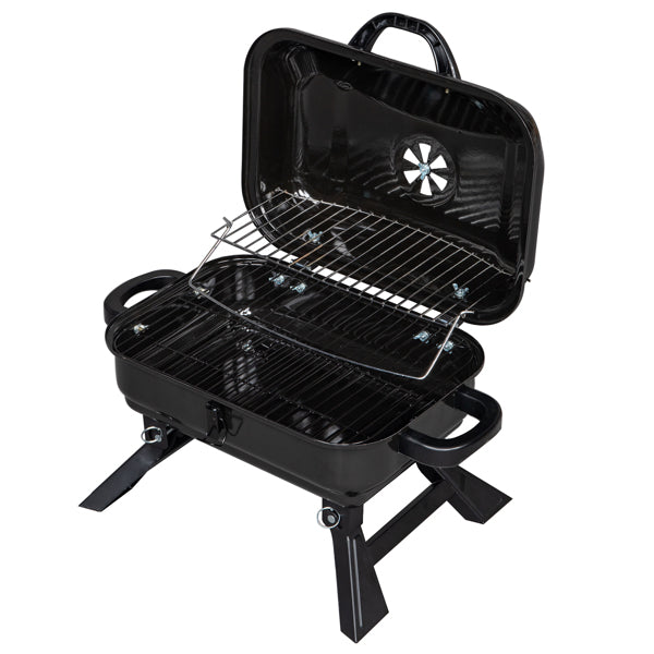 Portable Charcoal Grill and Smoker with Lid, Folding Tabletop Grill