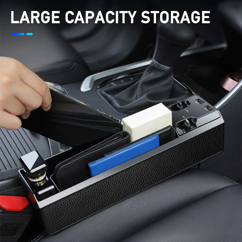 Car Seat Side Organizer with Charger Cable--Car Seat Gap Storage Box