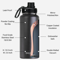 Thumbnail for DRINCO® 32oz Stainless Steel Water Bottle - Black