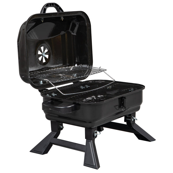 Portable Charcoal Grill and Smoker with Lid, Folding Tabletop Grill