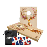 Thumbnail for Retro Cornhole Boards Floral Deer Set with 8 Cornhole Bags