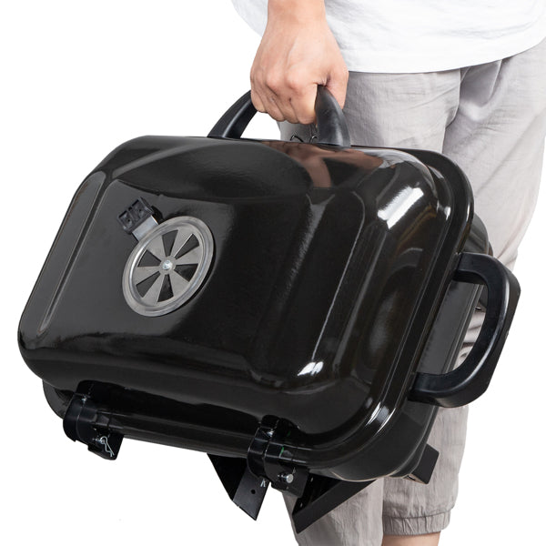 Portable Charcoal Grill and Smoker with Lid, Folding Tabletop Grill