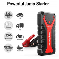 Thumbnail for 2000A 20800mAh Portable Car Jump Starter Auto Battery Booster Pack