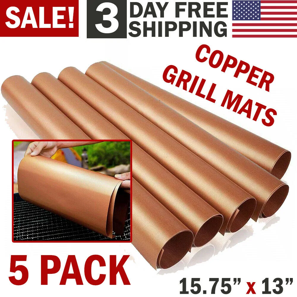 5pc Copper Grill Mats-Non Stick