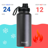 Thumbnail for DRINCO® 32oz Stainless Steel Water Bottle - Black