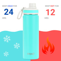 Thumbnail for DRINCO® 22oz Stainless Steel Sport Water Bottle - Teal