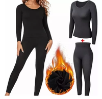 Thumbnail for Intensely Cold Weather Flannel-lined Thermal Base Layer Set in Black