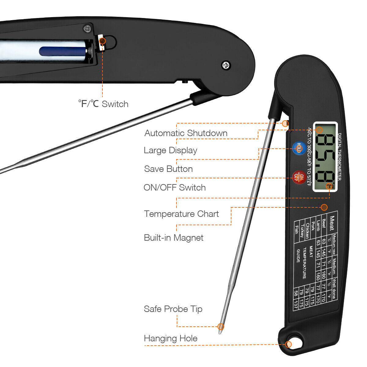 Instant Read Digital Cooking Meat Thermometer