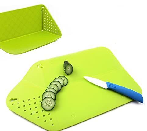 Foldable Chopping Board Rinse & Strainer - BPA-Free Plastic Multifunctional Cutting Board Mat