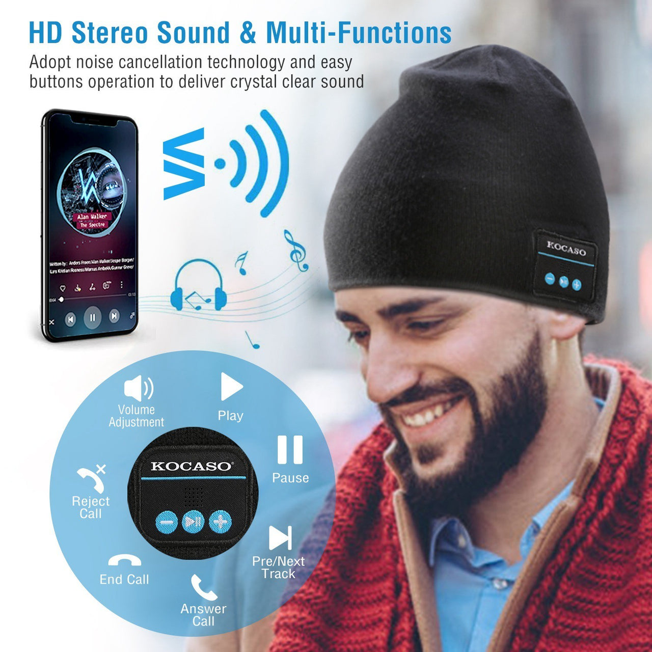 Soft Wireless Beanie Headphone Hat