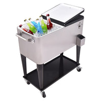 Thumbnail for 80 Quart Patio Rolling Stainless Steel Ice Beverage Cooler