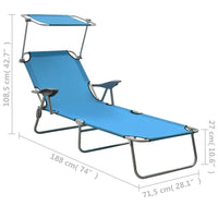 Thumbnail for Sun Lounger with Canopy Steel Blue