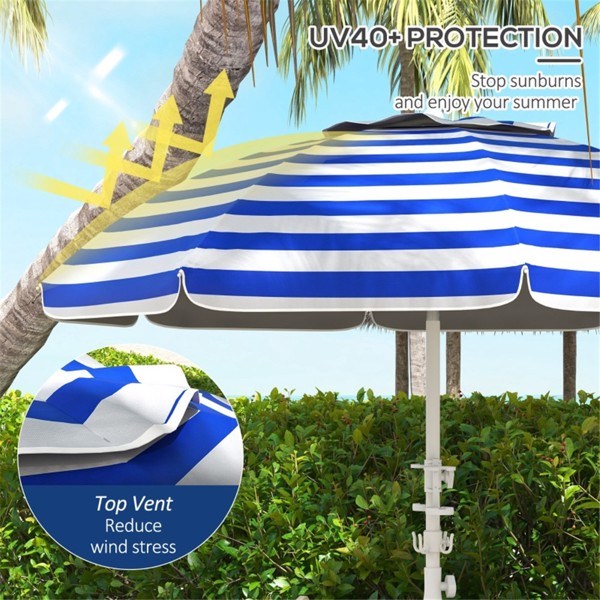 High Quality Beach Umbrella Blue-White Stripe