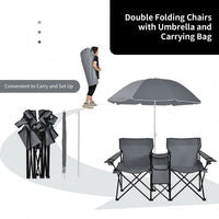 Thumbnail for Portable Folding Picnic Double Chair With Umbrella