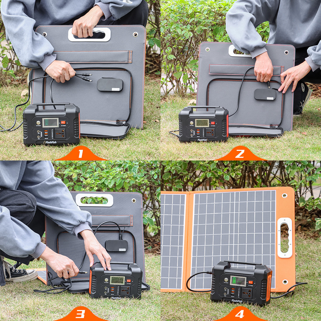 60W 18V Portable Solar Panel;  Flashfish Foldable Solar Charger with 5V USB 18V DC Output Compatible with Portable Generator