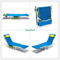 Thumbnail for Beach Lounge Chair, 180-degree & Lay Flat, Portable With Padded Comfy Pillow