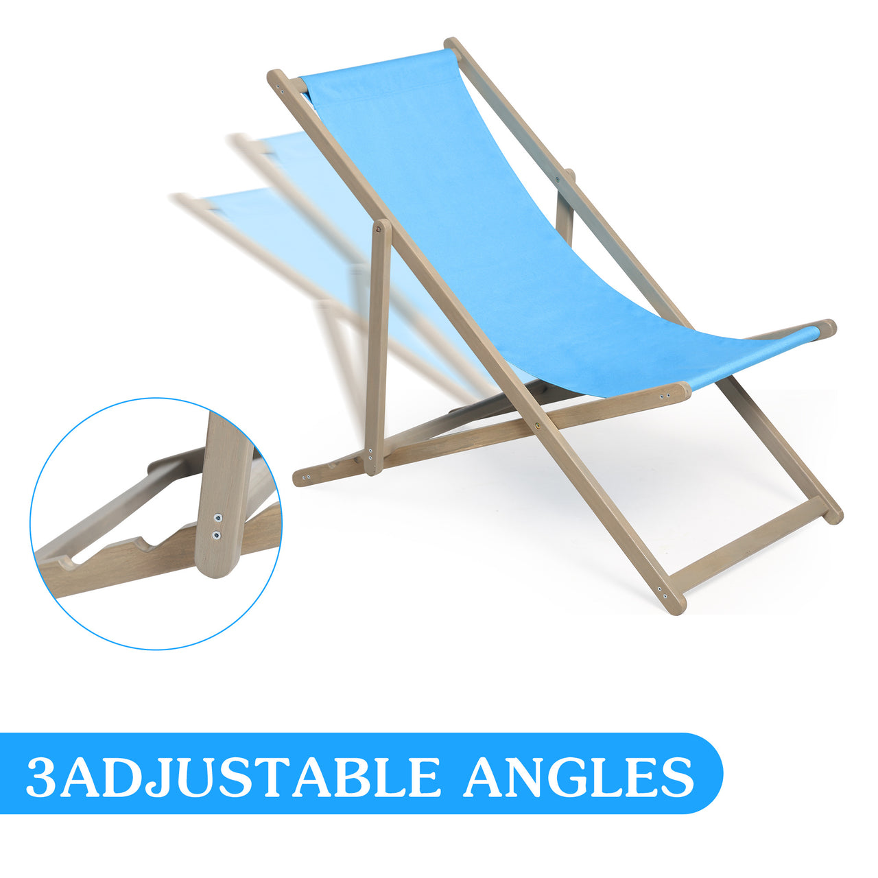 Beach Sling Patio Chair Set of 2,Wooden Folding Outdoor Chair