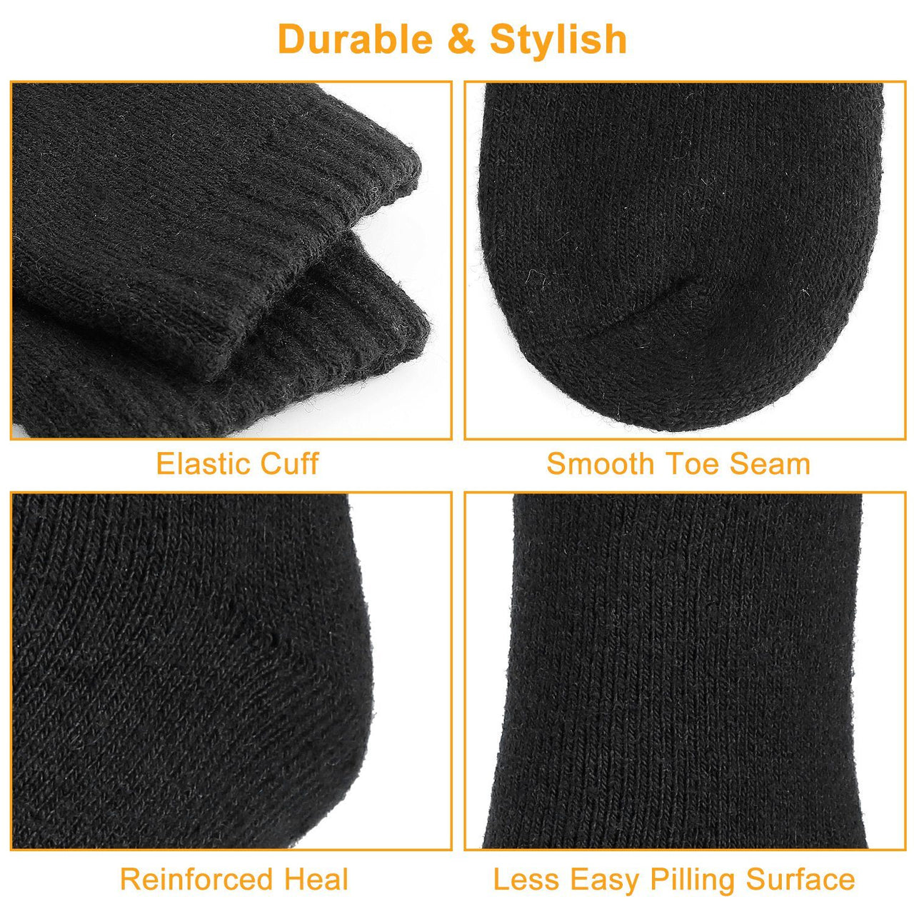 3 Pairs Men Warm Wool Socks -Moisture Wicking Socks