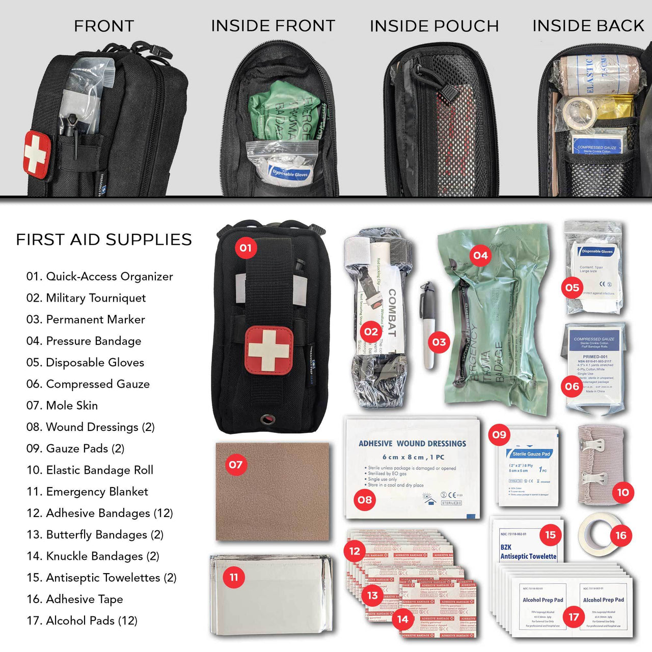 Field First Aid Kit (IFAK) | 44 Piece | Compact Personal First Aid Kit |