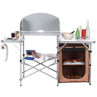 Thumbnail for Foldable Outdoor BBQ Portable Grilling Table with Windscreen Bag