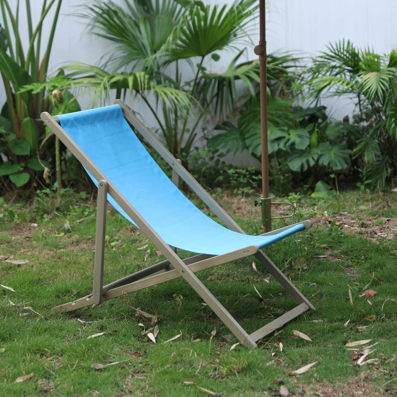 Beach Sling Patio Chair Set of 2,Wooden Folding Outdoor Chair