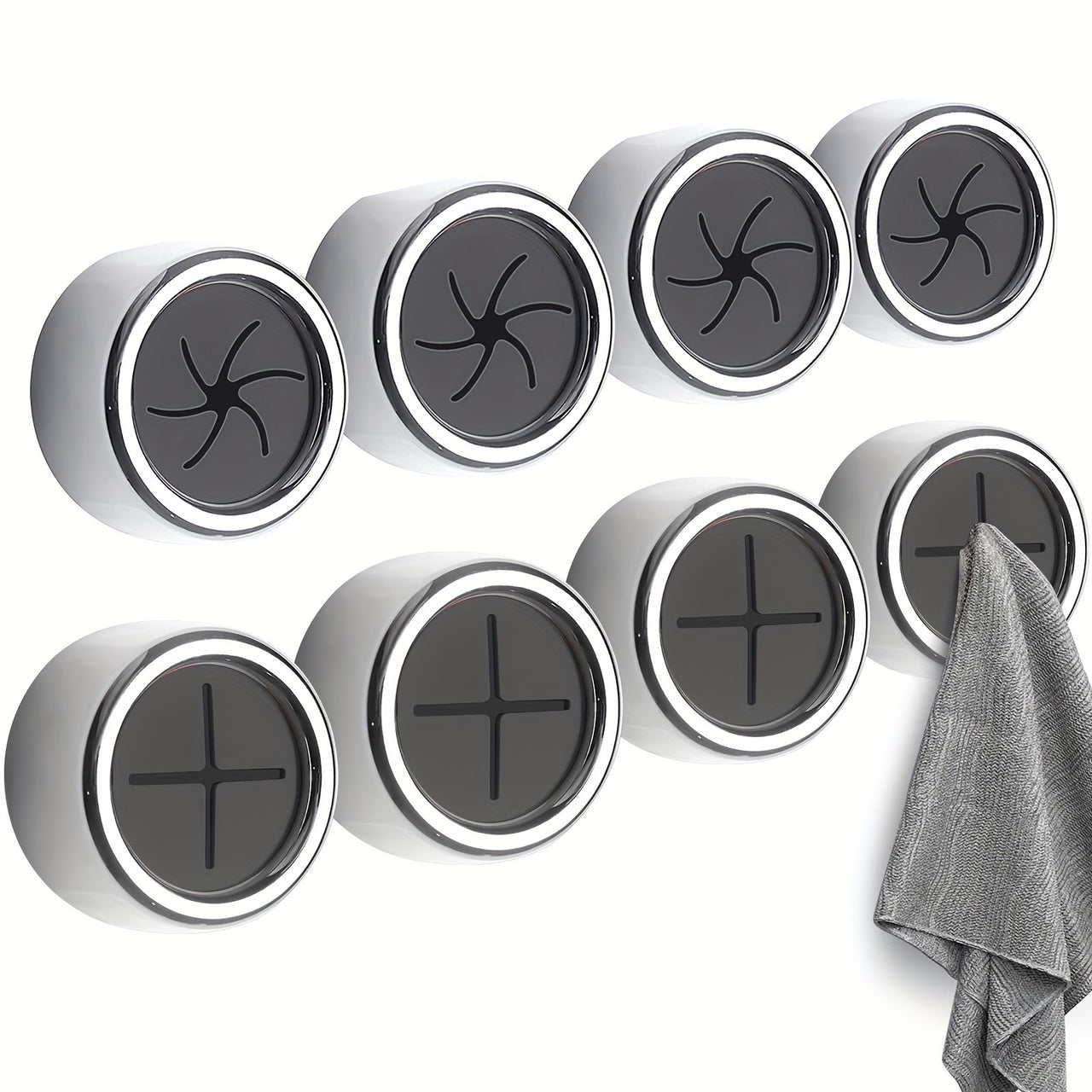 1/3/8pcs Kitchen Towel Holder, Self Adhesive Wall Dish Towel Hook, Round Wall Mount Towel Holder