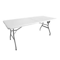 Thumbnail for 6 FT Granite White Folding Table with Easy-Carry Handle